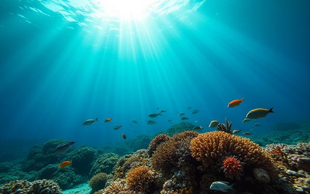 Vibrant coral reef and clear water in the Red Sea